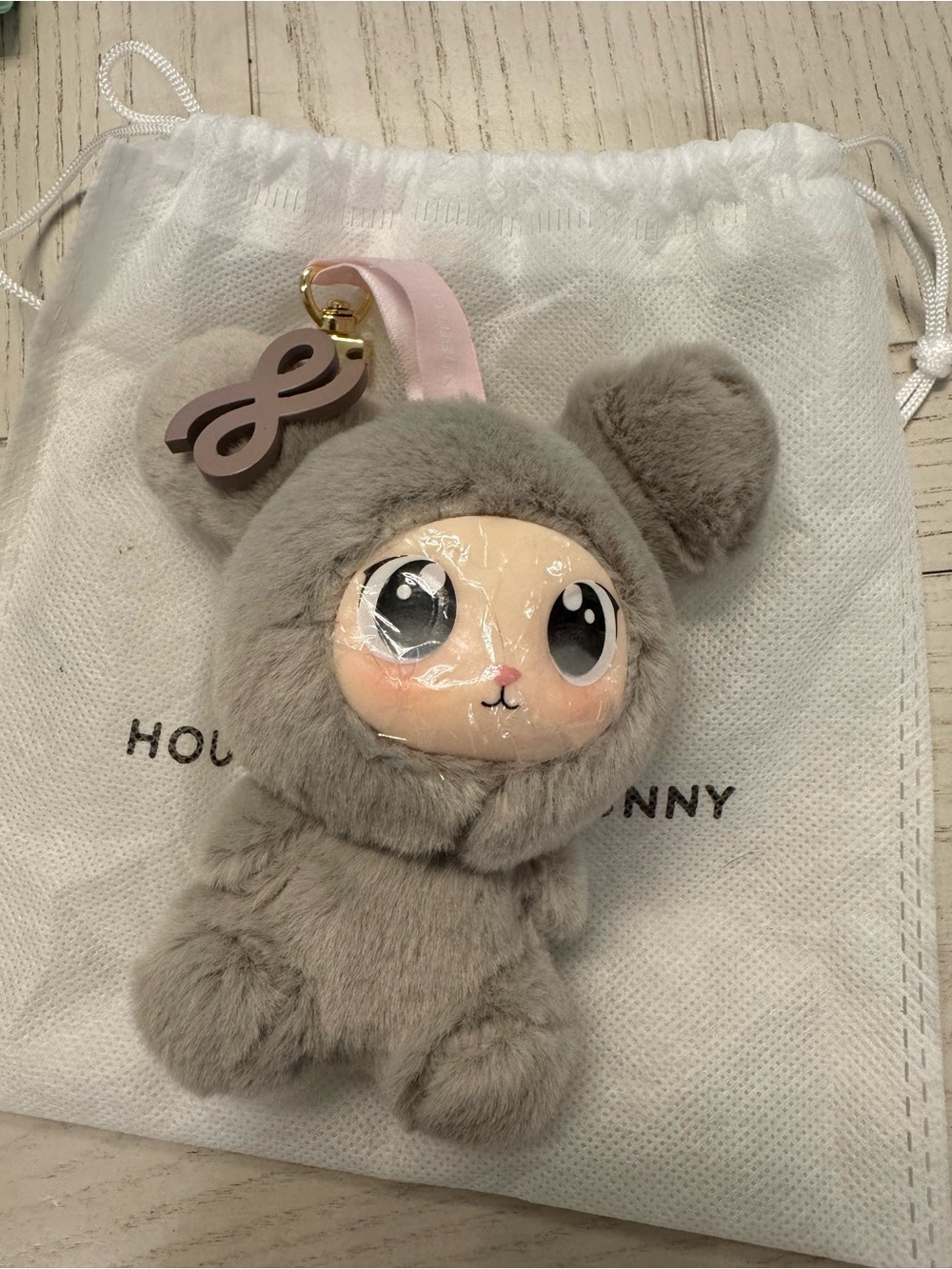 House of Little Bunny Plush Bunny Keychain Bag Charm - Gray